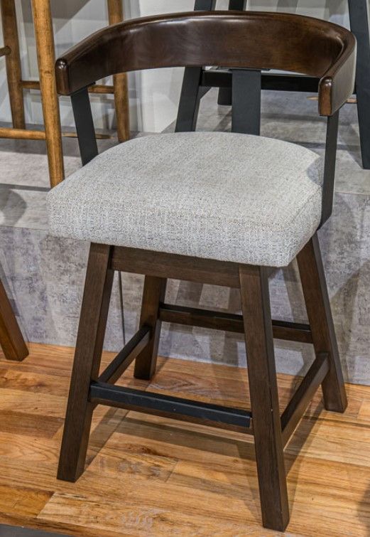Signature Design by Ashley® Haddigan Dark Brown Upholstered Swivel Bar Stool-2