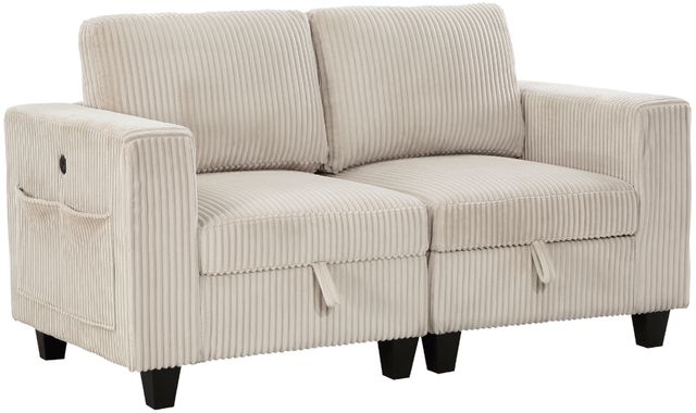 Homelegance® Walterboro Beige Loveseat with Storage, Storage Pouches and Charging Ports-0