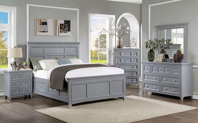 Furniture of America® Castlile Gray Queen Storage Bed-2