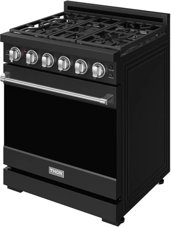 Thor Kitchen Gordon Ramsay Collection 30" Black Pro Style Gas Range with Precision Knob Control and Stainless Steel Trim-3