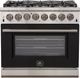 FORNO® Capriasca 36" Stainless Steel Pro Style Dual Fuel Range with Black Door-0