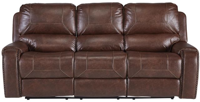 Corinthian Furniture Wheeler Tobacco Manual Recliner Sofa with Dropdown Table-2