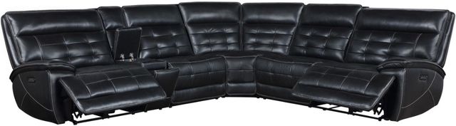 Coaster® Hewitt 3-Piece Black Dual Power Reclining L-Shape Sectional-1