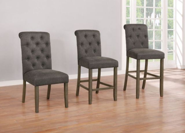 Coaster® Balboa 2-Piece Grey/Rustic Brown Tufted Back Counter Stools-3