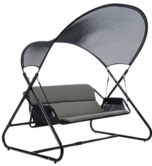Furniture of America® Sandor Black Fabric/Steel Outdoor Swing Chair-0
