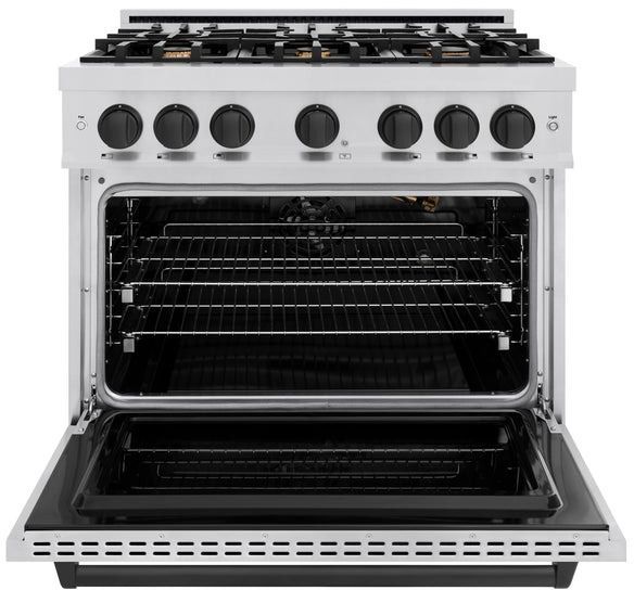 ZLINE Classic Autograph Edition 36" Stainless Steel Pro Style Gas Range with Matte Black Accents-1
