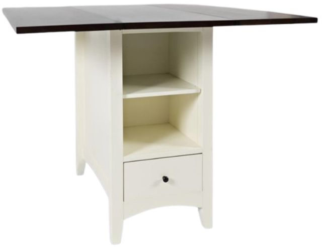 Jofran Inc. Asbury Park Autumn Brown Counter Drop Leaf Table with White Base-0