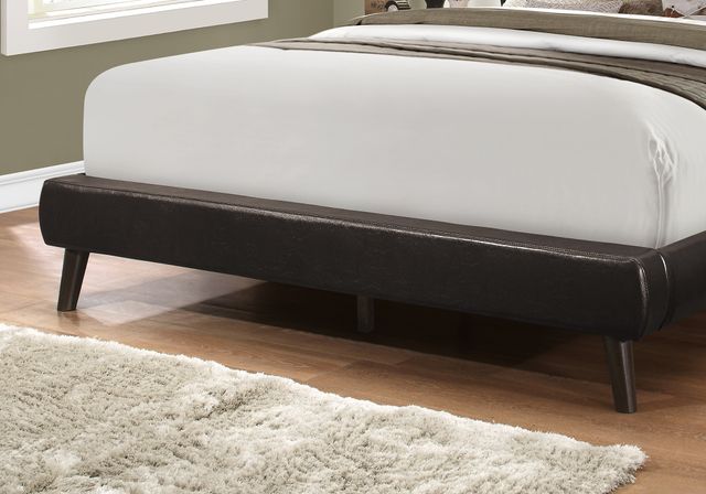 Monarch Specialties Inc. Brown Leather with Wood Leg Queen Bed-1