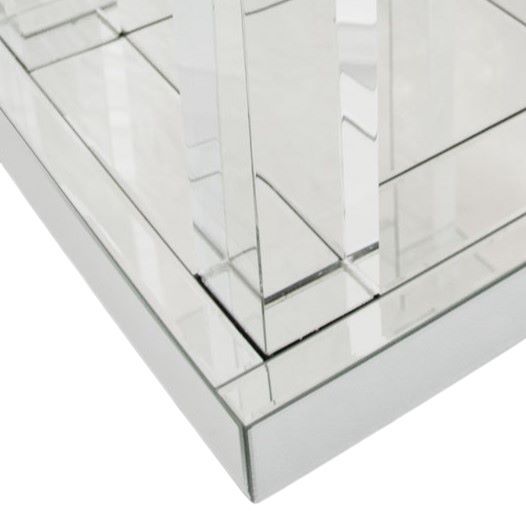 Michael Amini® Montreal™ Glass Top End Table with Mirrored Base-2