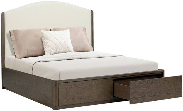 Flexsteel® Athens Chocolate Brown/Ivory Queen Upholstered Panel Storage Bed-3