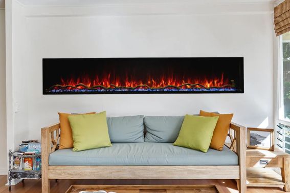 Modern Flames Landscape Pro Slim Black 96 Inch Electric Fireplace