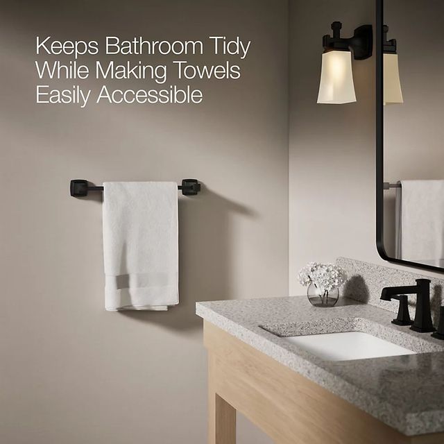 KOHLER® Riff® Matte Black 18" Towel Bar-3