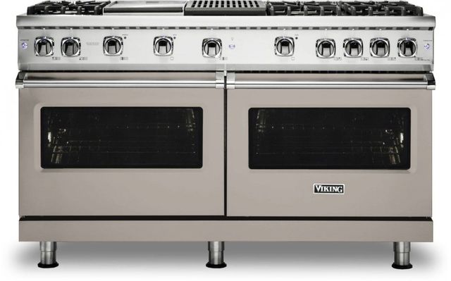 Viking® 5 Series 60" Pacific Grey Pro Style Liquid Propane Range with 12" Griddle and 12" Grill-0