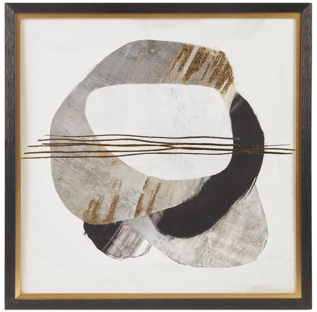 Olliix by Madison Park Auric Beam Black Abstract Gold Foil Framed Embellished Canvas-0