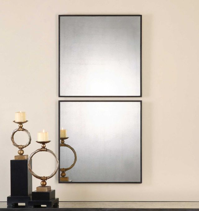 Uttermost® Matty 2-Piece Black Square Mirror Set-1