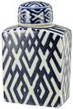 A & B Home Carlyle Blue/White Rectangular Lidded Jar-0