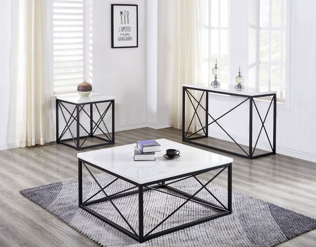 Steve Silver Co. Skyler White End Table with Black Base-1