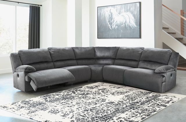 Signature Design by Ashley® Clonmel 5-Piece Charcoal Power Reclining Sectional-1