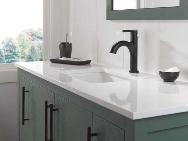 Delta Nicoli® Matte Black Single Handle Arched Pull-Down Bathroom Faucet-3