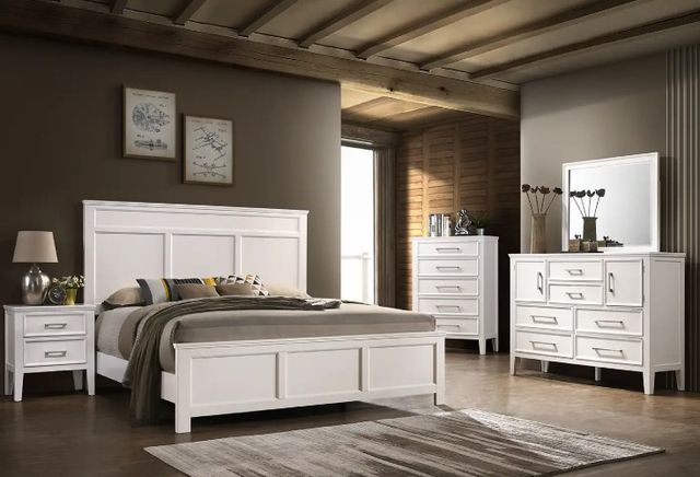 New Classic® Home Furnishings Andover 4-Piece White Queen Panel Bedroom Set-1