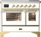 Ilve® Majestic III 40" White Pro Style Induction Range with Triple Glass Door and Brass Trim-0