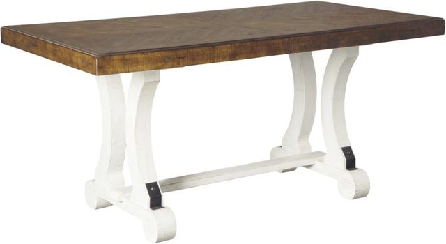 Signature Design by Ashley® Valebeck Brown Dining with White Trestle Legs-0