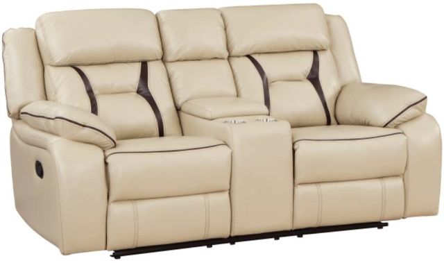 Homelegance® Amite Beige Double Reclining Loveseat with Console-0