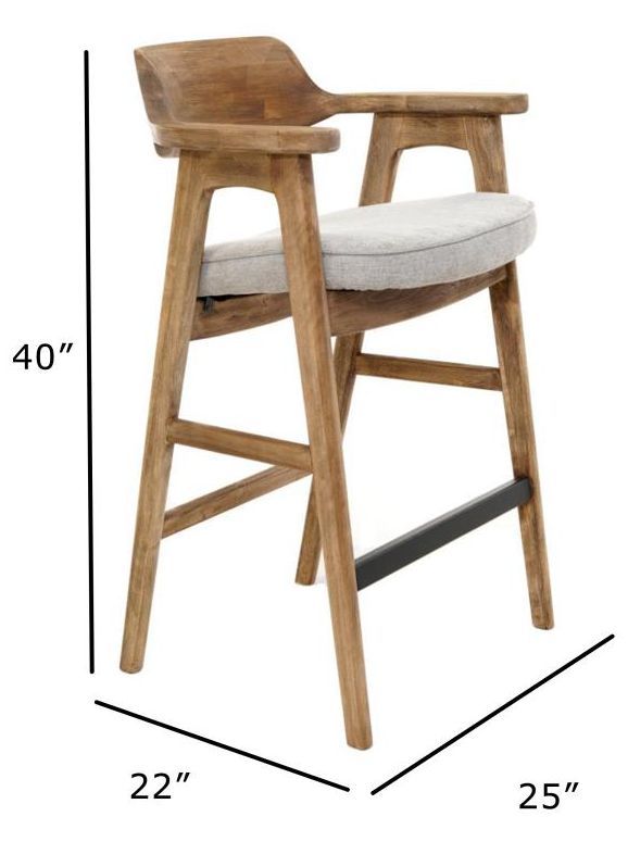 Nest Home Collections Wagner Anew Gray/Natural Bar Chair-2