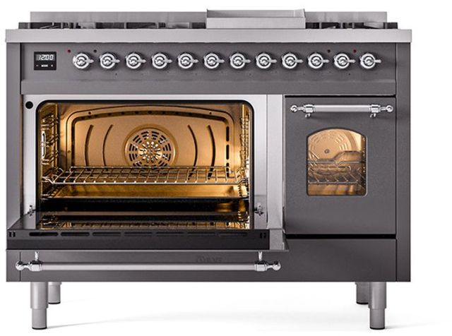 Ilve® Nostalgie II Series 48" Graphite Matte Pro Style Dual Fuel Range-3