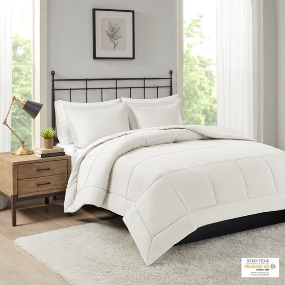 Olliix by Madison Park Sarasota Ivory Full/Queen Microcell Down Alternative Comforter Mini Set-3