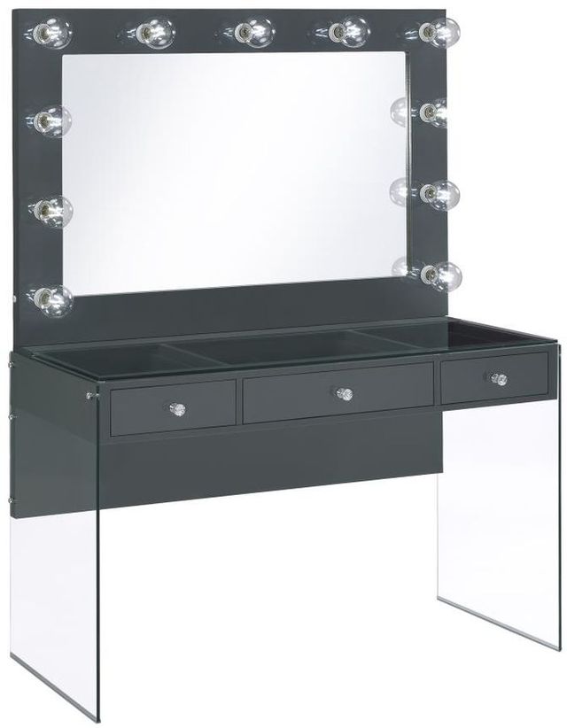 slim fit dress slacks Sleek Grey Vanity Table with LED Lights, Flip Top Mirror and 2 Drawers, Jewelry Storage for Women Dressing Grey 2 Drawers MDF