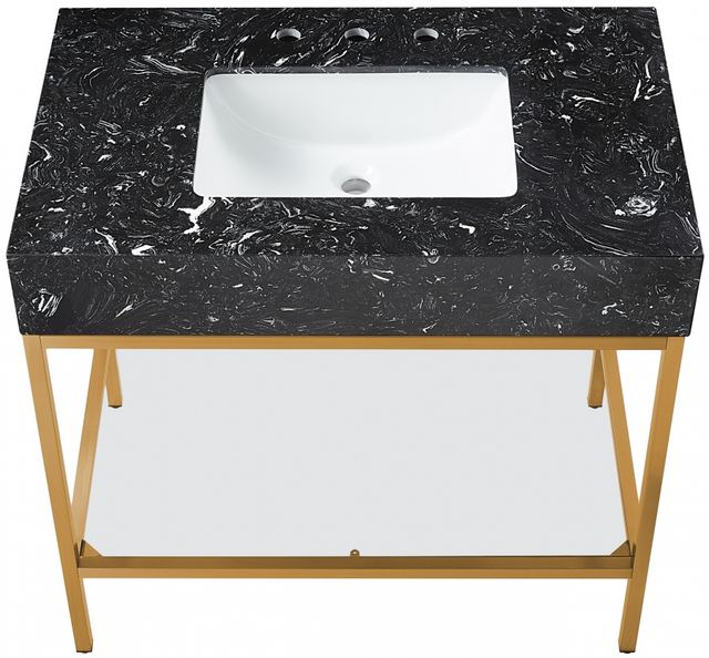 Meridian Furniture Marmo Black/Brushed Brass 36" Bathroom Vanity-1