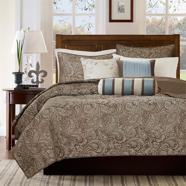 Olliix by Madison Park 6 Piece Blue King/California King Aubrey Reversible Coverlet Set-1