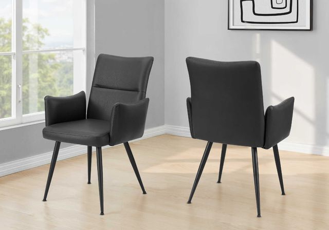 Monarch Specialties Inc. 2-Piece Black 36" Faux Leather Dining Chair Set with Black Metal Legs-1