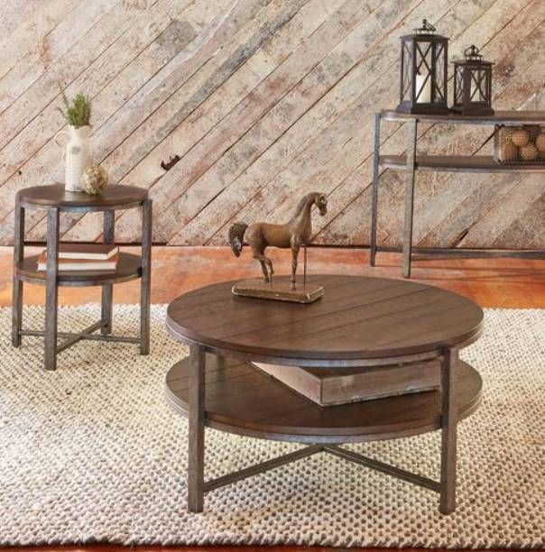 Liberty Furniture Breckinridge Mahogany Spice/Pewter Round Cocktail Table-1