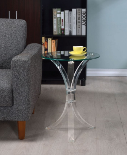 Coaster® Emmett Glass Top Round Accent Table with Acrylic Base -1