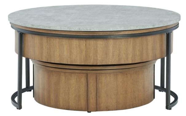 Signature Design by Ashley® Fridley 2-Piece Gray Nesting Table with Natural Drum Base-1