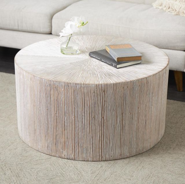 Deco Marche Brown Starburst Drum Coffee Table-4