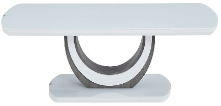 Mazin Furniture London White Lacquer Coffee Table with U-Shaped Pedestal Base-1