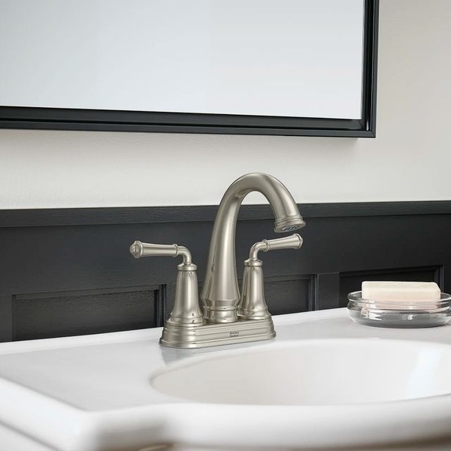 American Standard Delancey® Brushed Nickel 4" Centerset 2-Handle Bathroom Faucet with Lever Handles-1