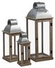 A & B Home 3-Piece Brown/Silver Outdoor Lantern Set-0