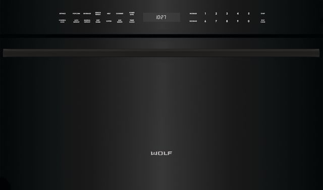 Wolf® M Series Contemporary 1.6 Cu. Ft. Black Built In Drop-Down Door Microwave Oven