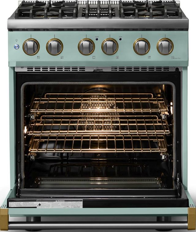 Viking® 5 Series 30" Splah Pro Style Dual Fuel (LP) Range with Brushed Brass Trim-1
