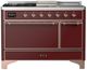 Ilve® Majestic III 48" Burgundy Pro Style Dual Fuel Natural Gas Range with French Top and Copper Trim-0