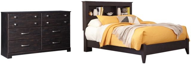 Signature Design by Ashley® Reylow 2-Piece Dark Brown Queen Bookcase Bed Set-0