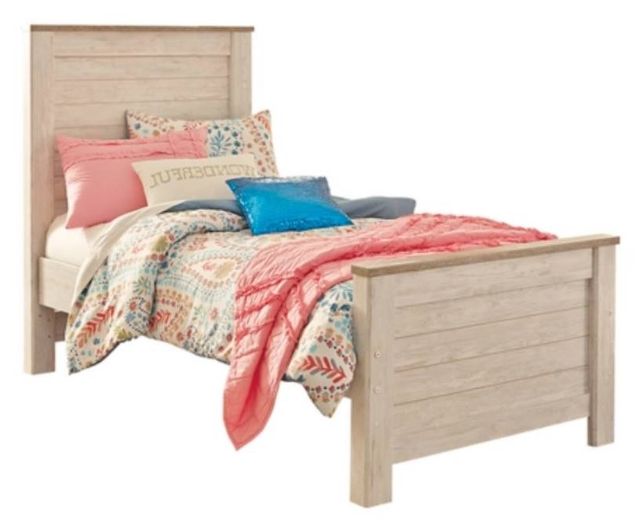 Signature Design by Ashley® Willowton 3-Piece Whitewash Twin Panel Bed Set-2