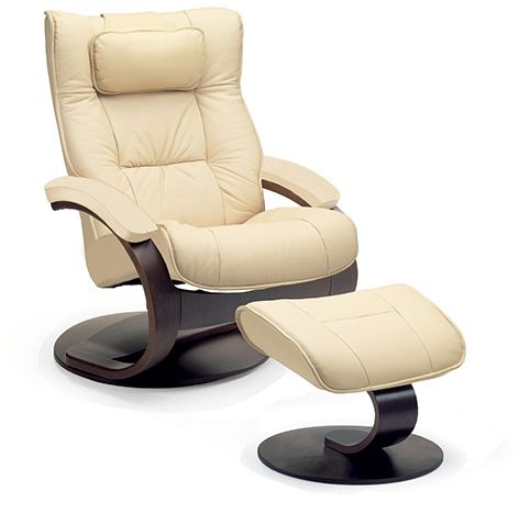 Fjords® Classic Comfort Regent "C-base" Ivory Small Recliner with Footstool-0