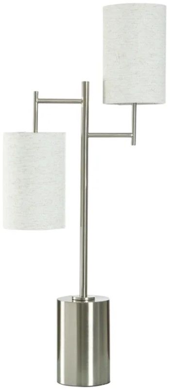 StyleCraft Silver/White Steel Table Lamp-0