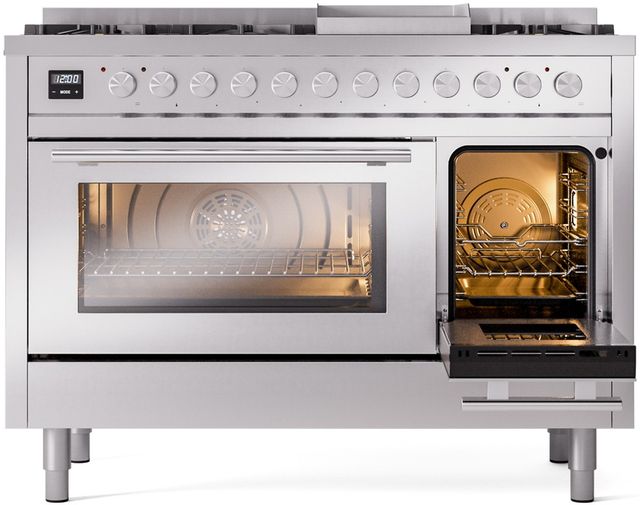 Ilve® Professional Plus II 48" Stainless Steel Pro Style Dual Fuel Range-3