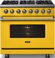 Viking® 5 Series 36" Daffodil Pro Style Dual Fuel (NG) Range with Polished Chrome Trim-2